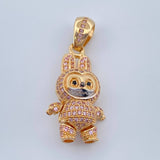 Dije Conejo Sonriente 6.15gr / 3.4cm / Dos Oros Amarillo Blanco 18K $