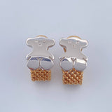 Candongas Oso TS 4.6gr / 1.5cm / Dos Oros Amarillo Blanco 18K &