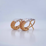 Candongas Oso TS 4.6gr / 1.5cm / Dos Oros Amarillo Blanco 18K &