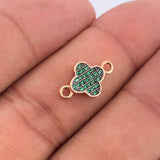 Herraje Trebol 0.75gr / 1.5cm / Dos Oros Rosa Negro 18K &