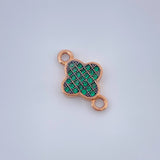 Herraje Trebol 0.75gr / 1.5cm / Dos Oros Rosa Negro 18K &