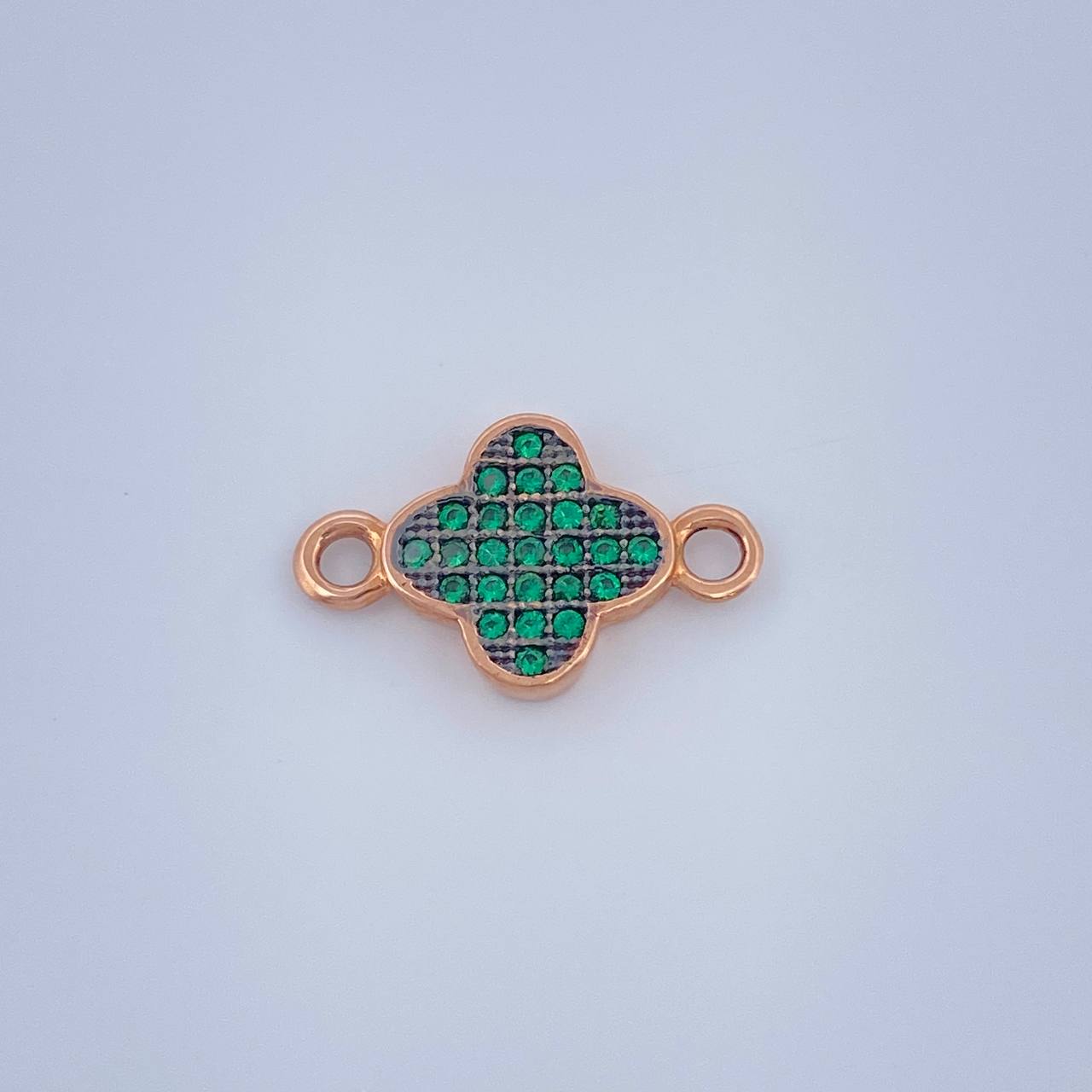 Herraje Trebol 0.75gr / 1.5cm / Dos Oros Rosa Negro 18K &