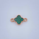 Herraje Trebol 0.75gr / 1.5cm / Dos Oros Rosa Negro 18K &