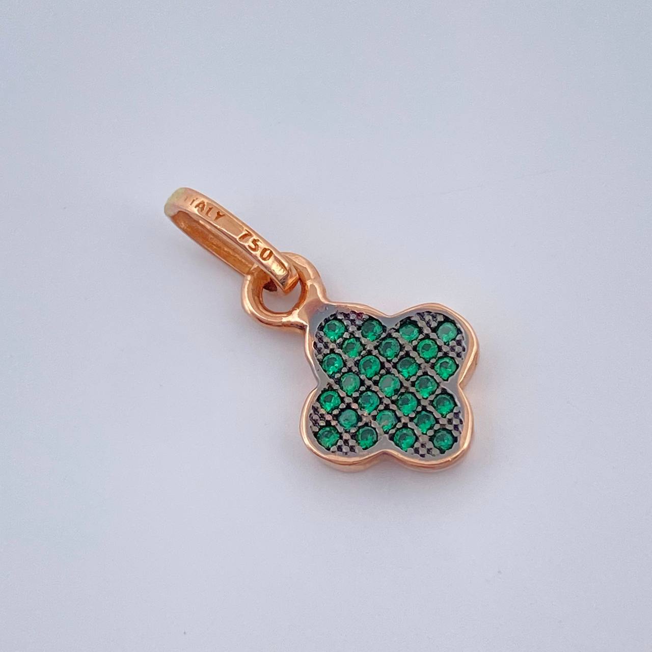 Dije Trebol 0.95gr / 1.5cm / Dos Oros Rosa Negro 18K &