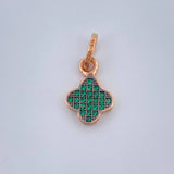 Dije Trebol 0.95gr / 1.5cm / Dos Oros Rosa Negro 18K &
