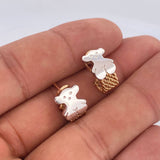 Candongas Oso TS 4.6gr / 1.5cm / Dos Oros Amarillo Blanco 18K &