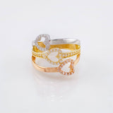 Anillo Corazones Triple Carril  4gr / T5 1/4 / Tres Oros 18K ©