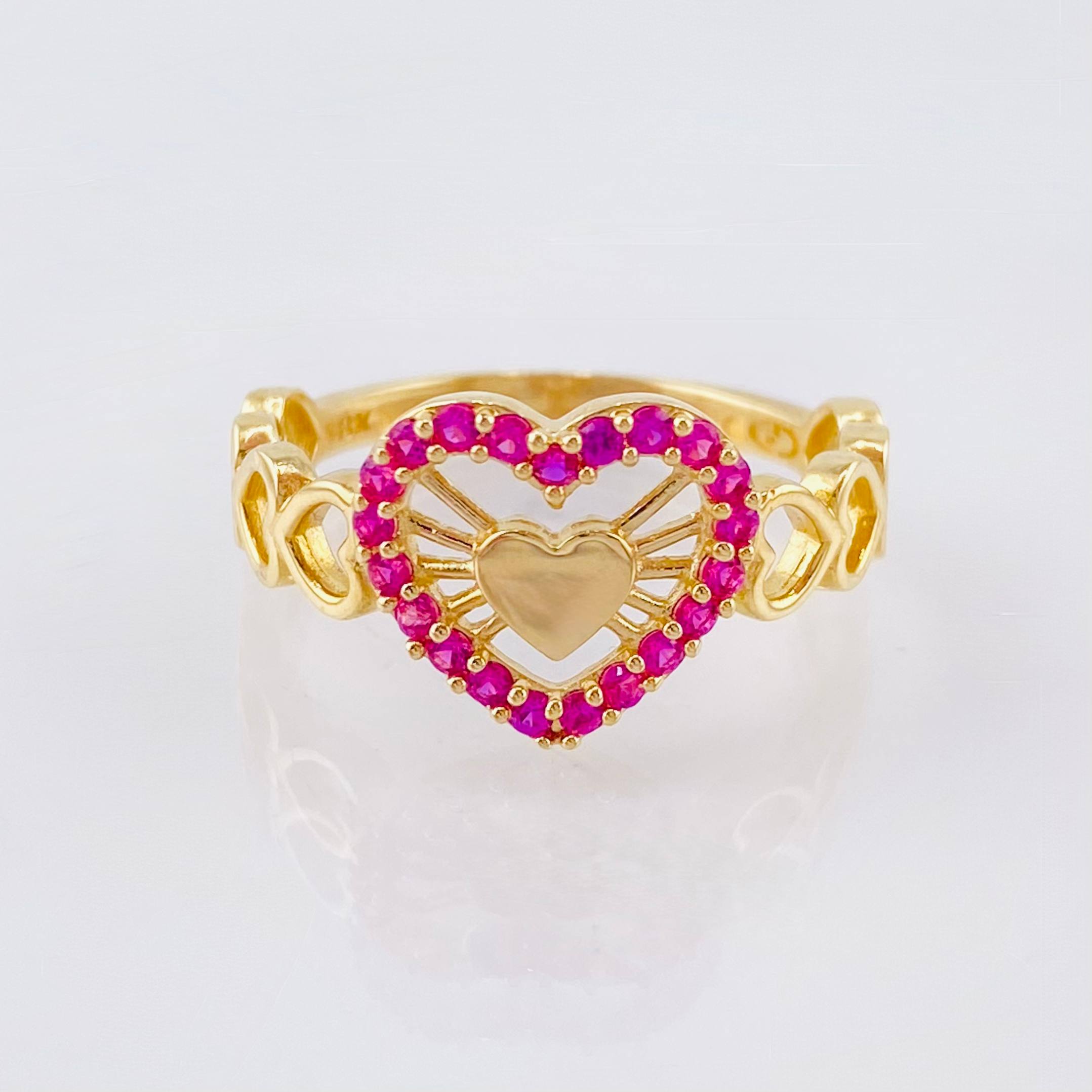 Anillo Carril Corazones  2.45gr / T6 1/2 / Oro Amarillo 18K ©