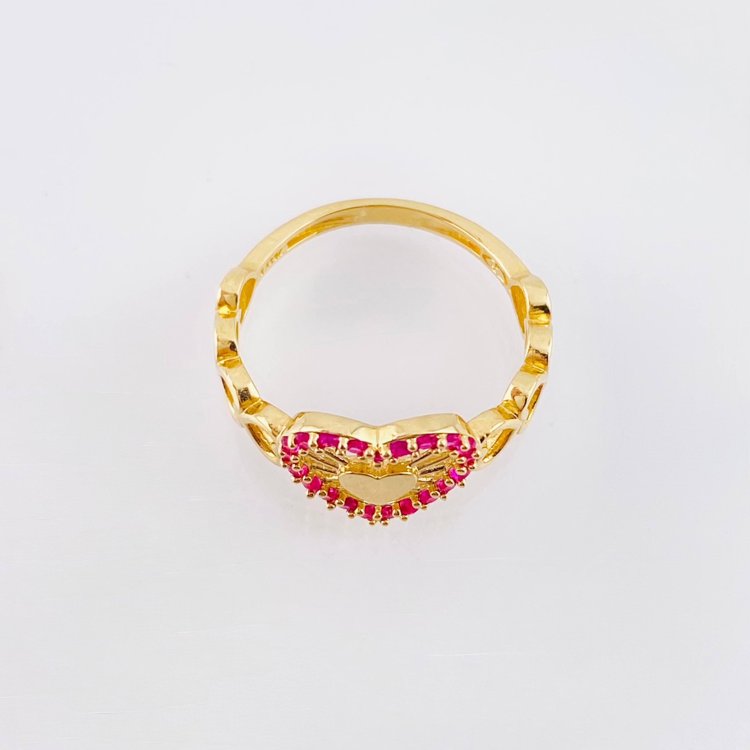 Anillo Carril Corazones  2.45gr / T6 1/2 / Oro Amarillo 18K ©