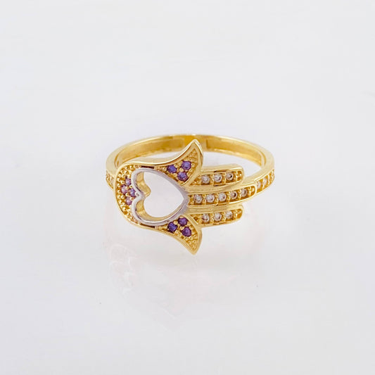 Anillo Mano Hamsa Corazon 2.8gr / T6 / Oro Amarillo 18K ©