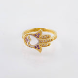 Anillo Mano Hamsa Corazon 2.8gr / T6 / Oro Amarillo 18K ©