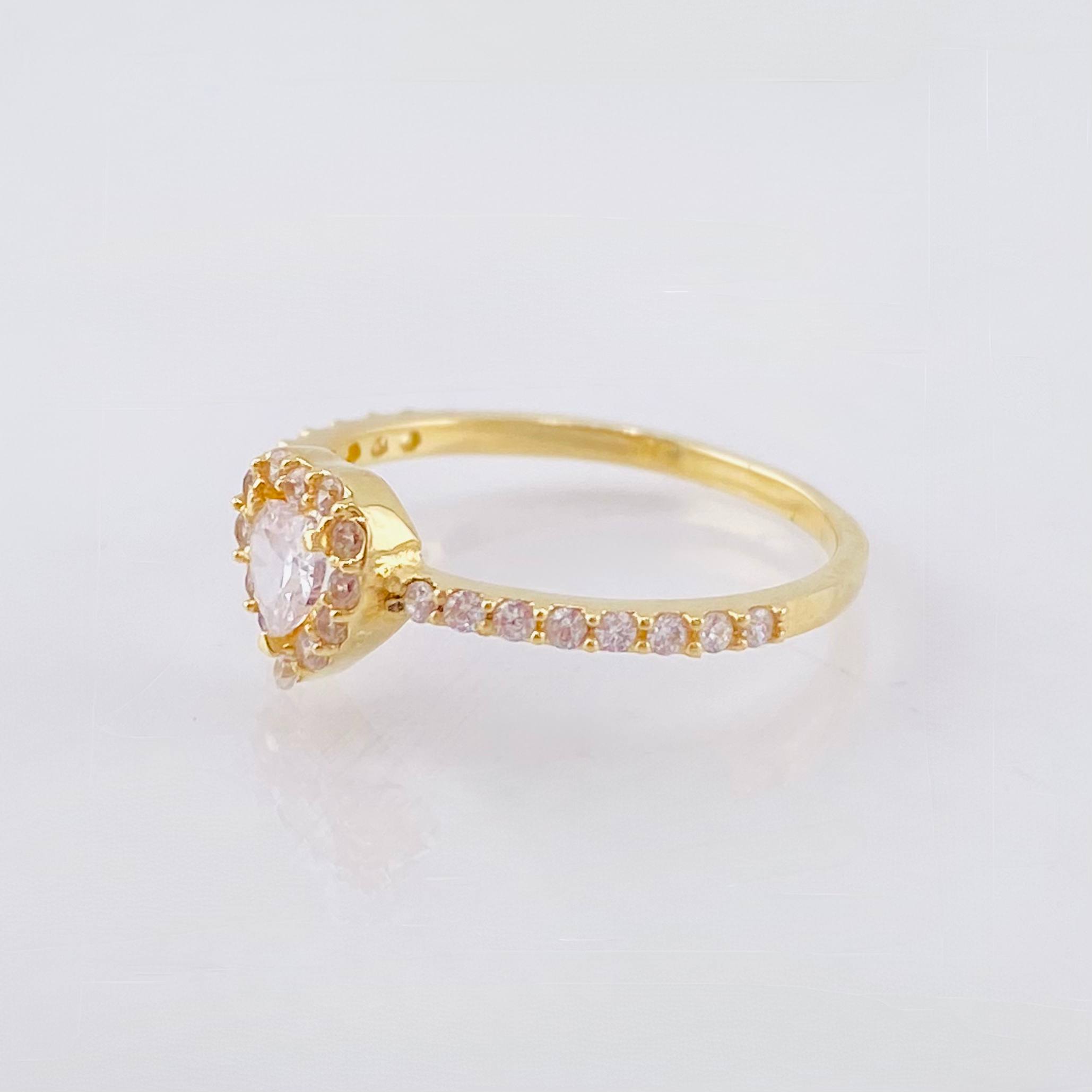Anillo Halo Corazon 1.7gr / T7 / Oro Amarillo 18K *