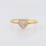 Anillo Halo Corazon 1.7gr / T7 / Oro Amarillo 18K *