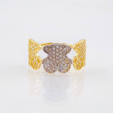 Anillo Oso Ts 3.3gr / T7 1/2 / Dos Oros Amarillo Blanco 18K *