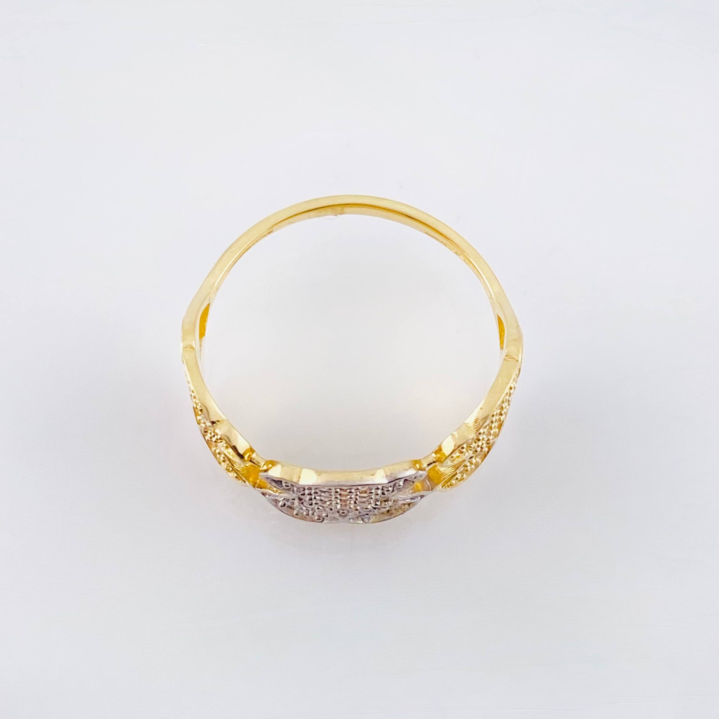 Anillo Oso Ts 3.3gr / T7 1/2 / Dos Oros Amarillo Blanco 18K *