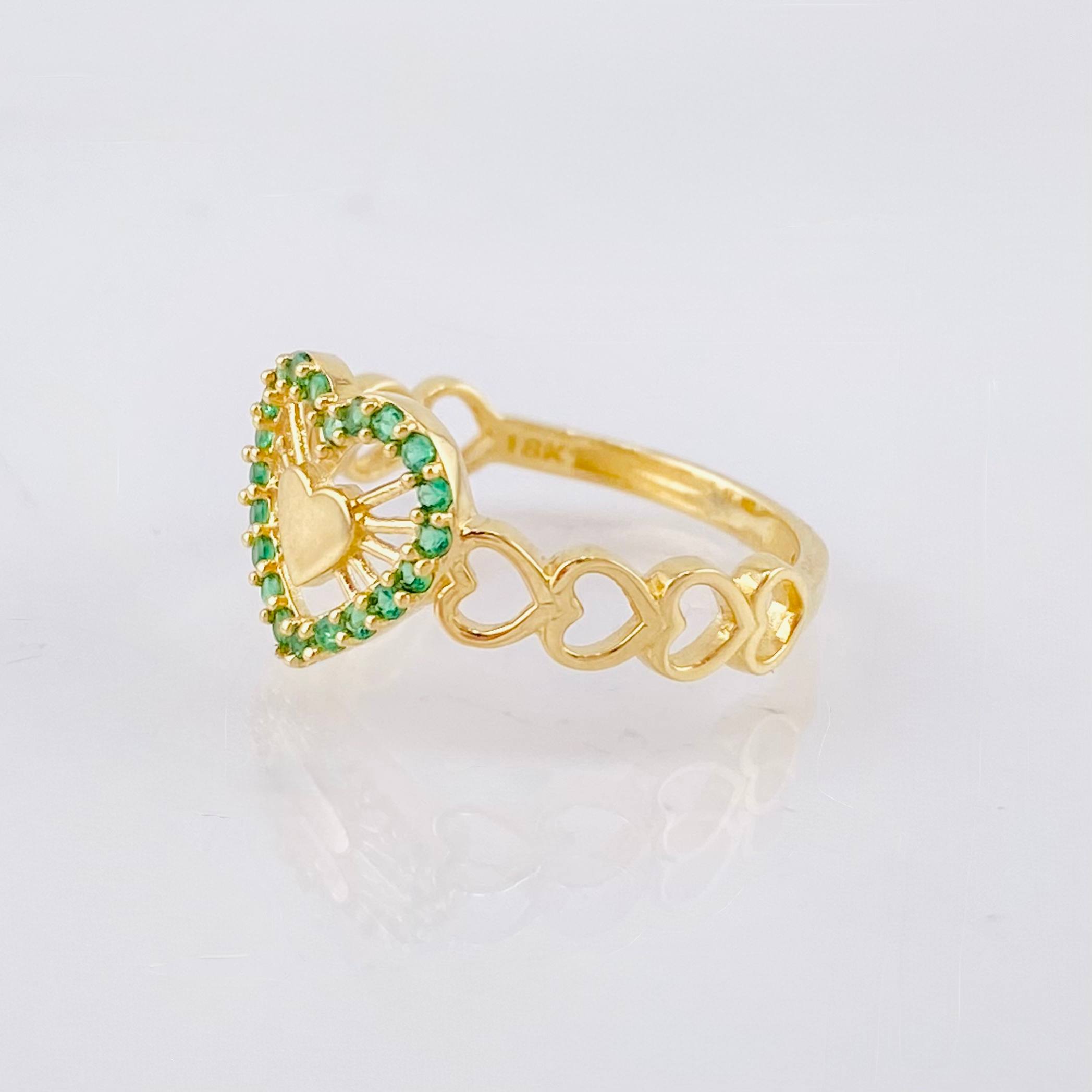 Anillo Carril Corazones 2.35gr / T7 / Oro Amarillo 18K *