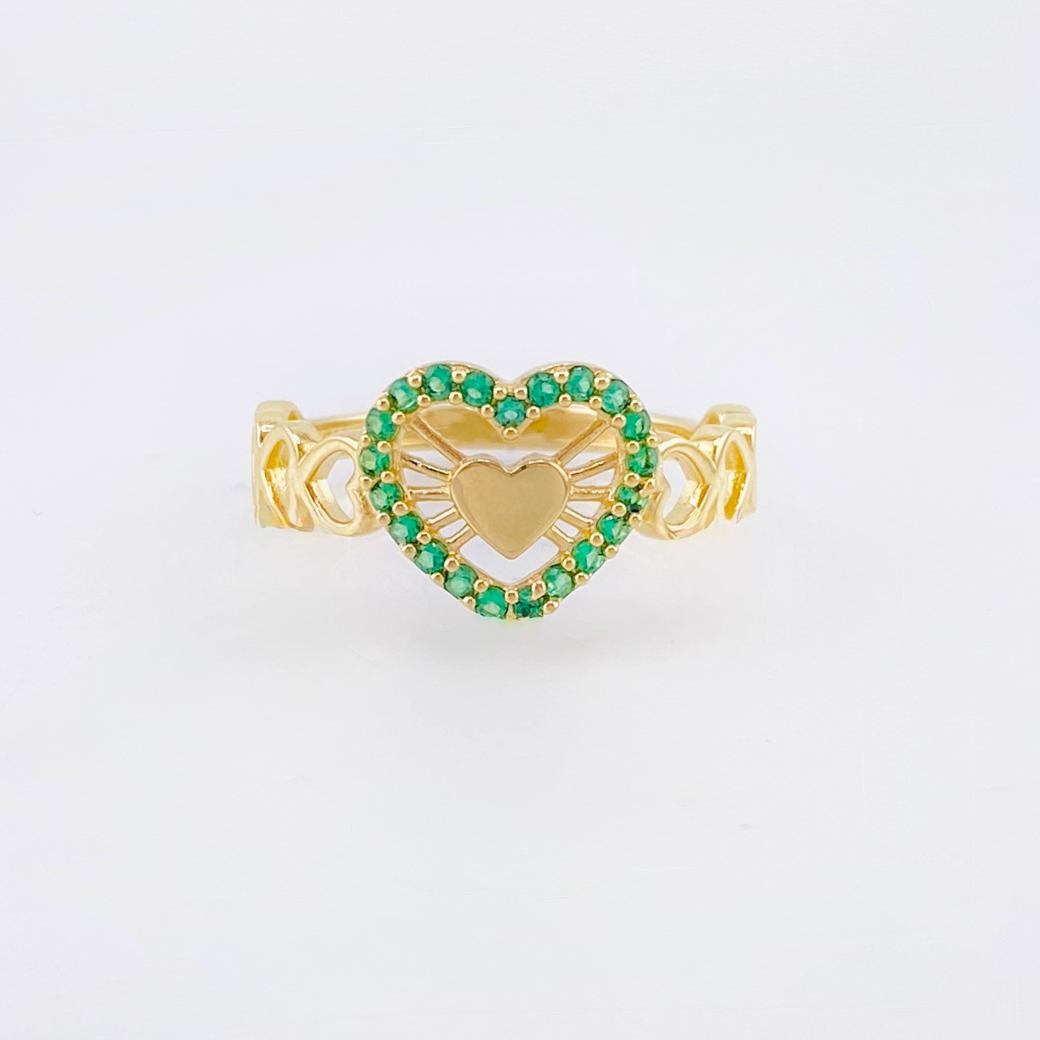 Anillo Carril Corazones 2.35gr / T7 / Oro Amarillo 18K *