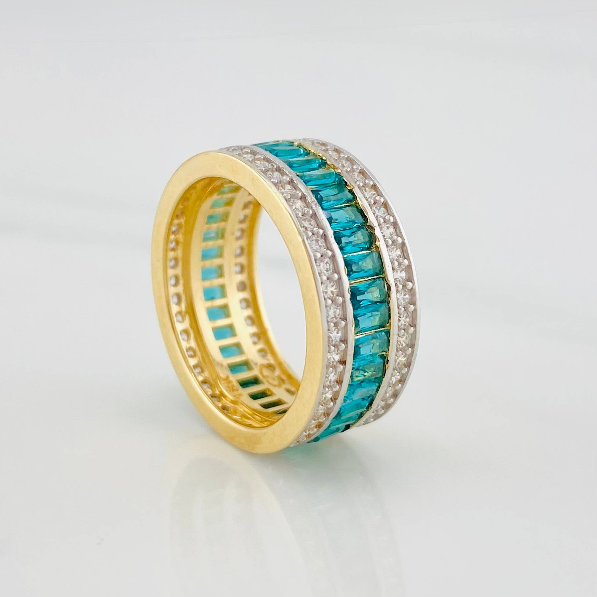 Anillo Carril Tupido 7.1g / T6 1/4 Dos Oros Amarillo Blanco 18K