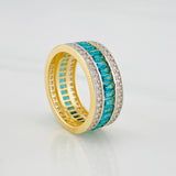 Anillo Carril Tupido 7.1g / T6 1/4 Dos Oros Amarillo Blanco 18K