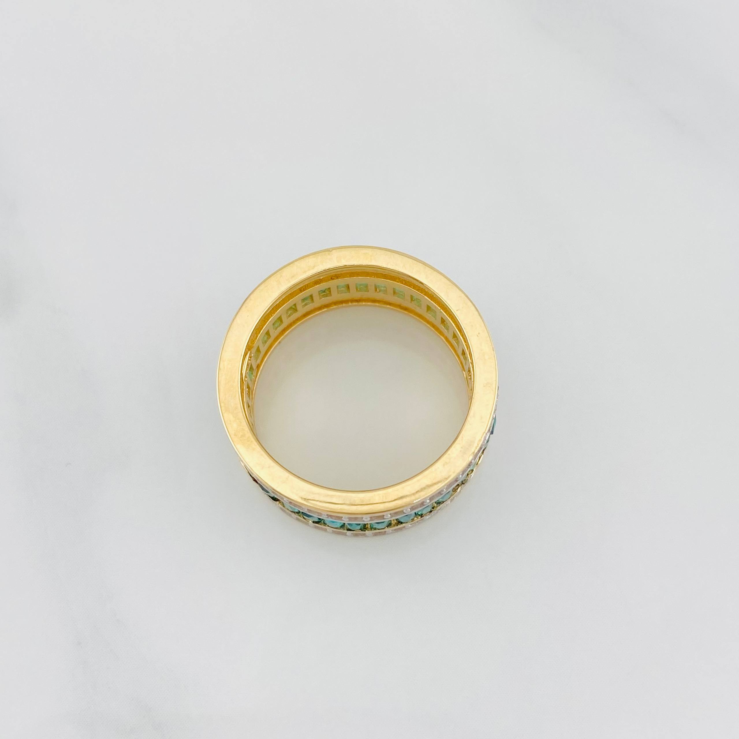 Anillo Carril Tupido 7.1g / T6 1/4 Dos Oros Amarillo Blanco 18K