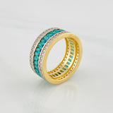 Anillo Carril Tupido 7.1g / T6 1/4 Dos Oros Amarillo Blanco 18K