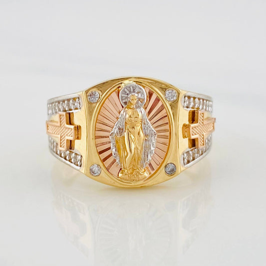 Anillo Virgen Milagrosa 6.1g / T10 1/4 Tres Oros 18K