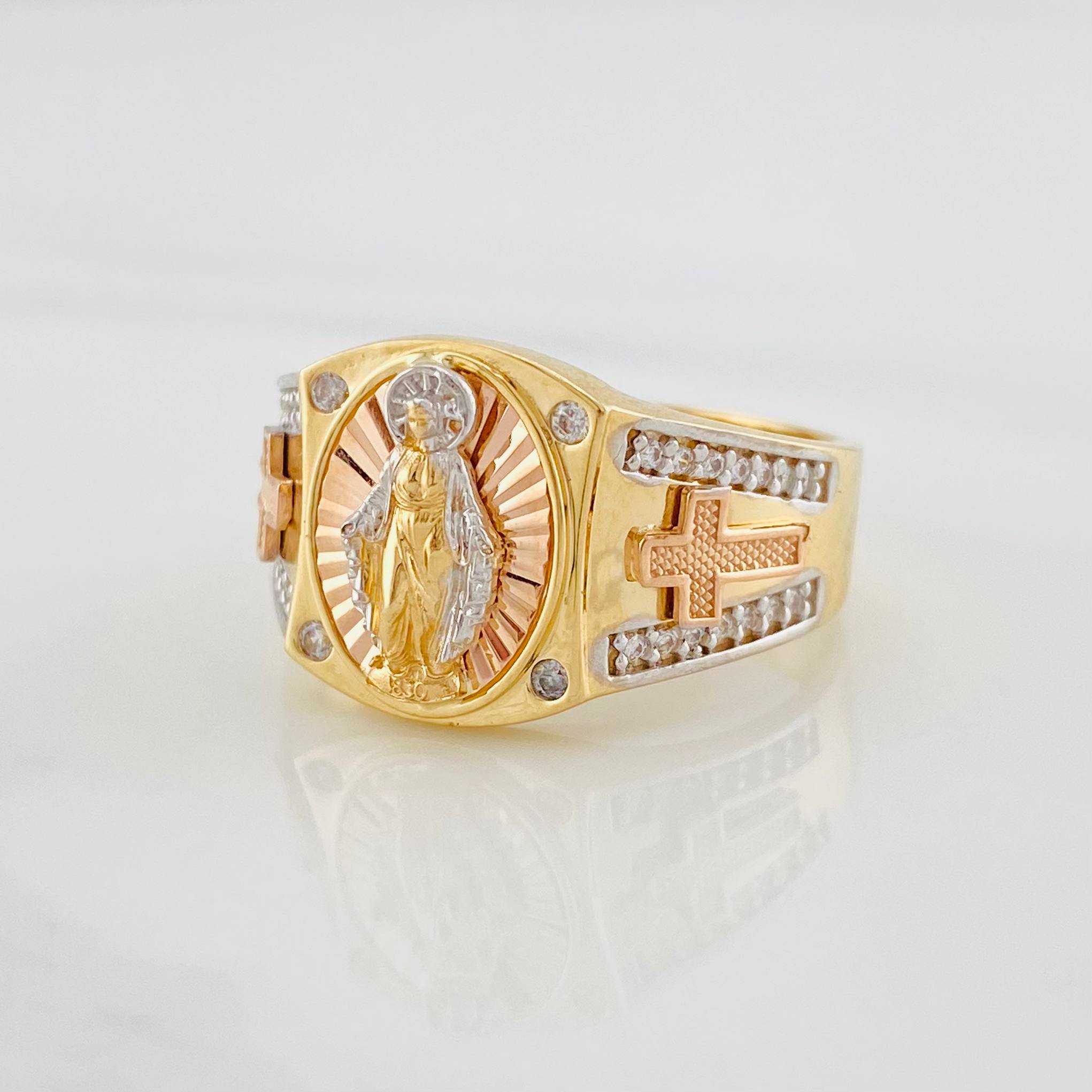Anillo Virgen Milagrosa 6.1g / T10 1/4 Tres Oros 18K