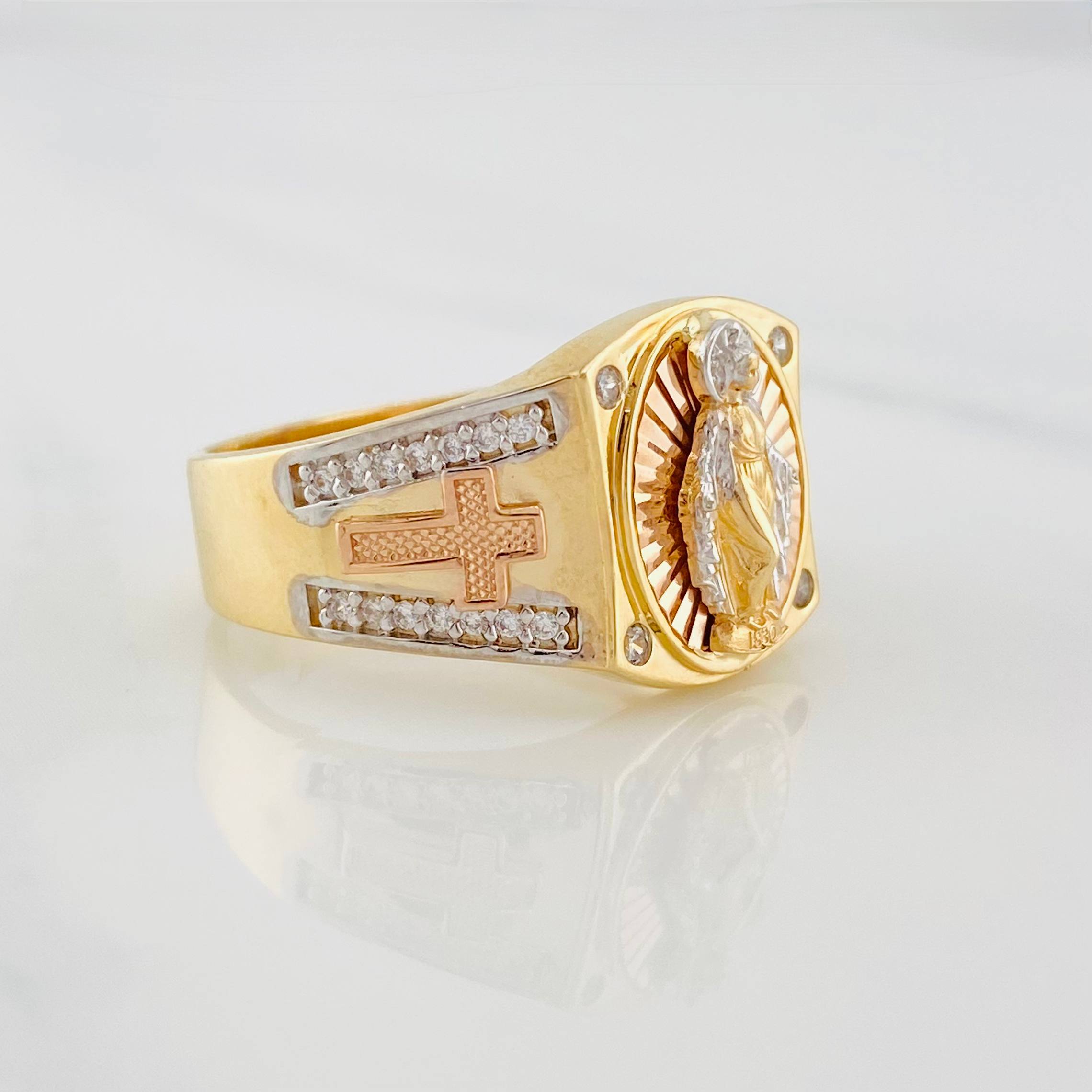 Anillo Virgen Milagrosa 6.1g / T10 1/4 Tres Oros 18K