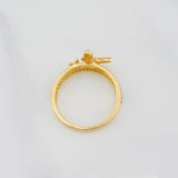 Anillo Doble Carril Mariposas 2.25g / T5 3/4 Dos Oros Amarillo Blanco 18K