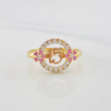 Anillo Circulo Flores 15´s 2.7g / T7 1/2 Tres Oros  18K