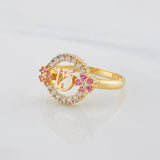 Anillo Circulo Flores 15´s 2.7g / T7 1/2 Tres Oros  18K