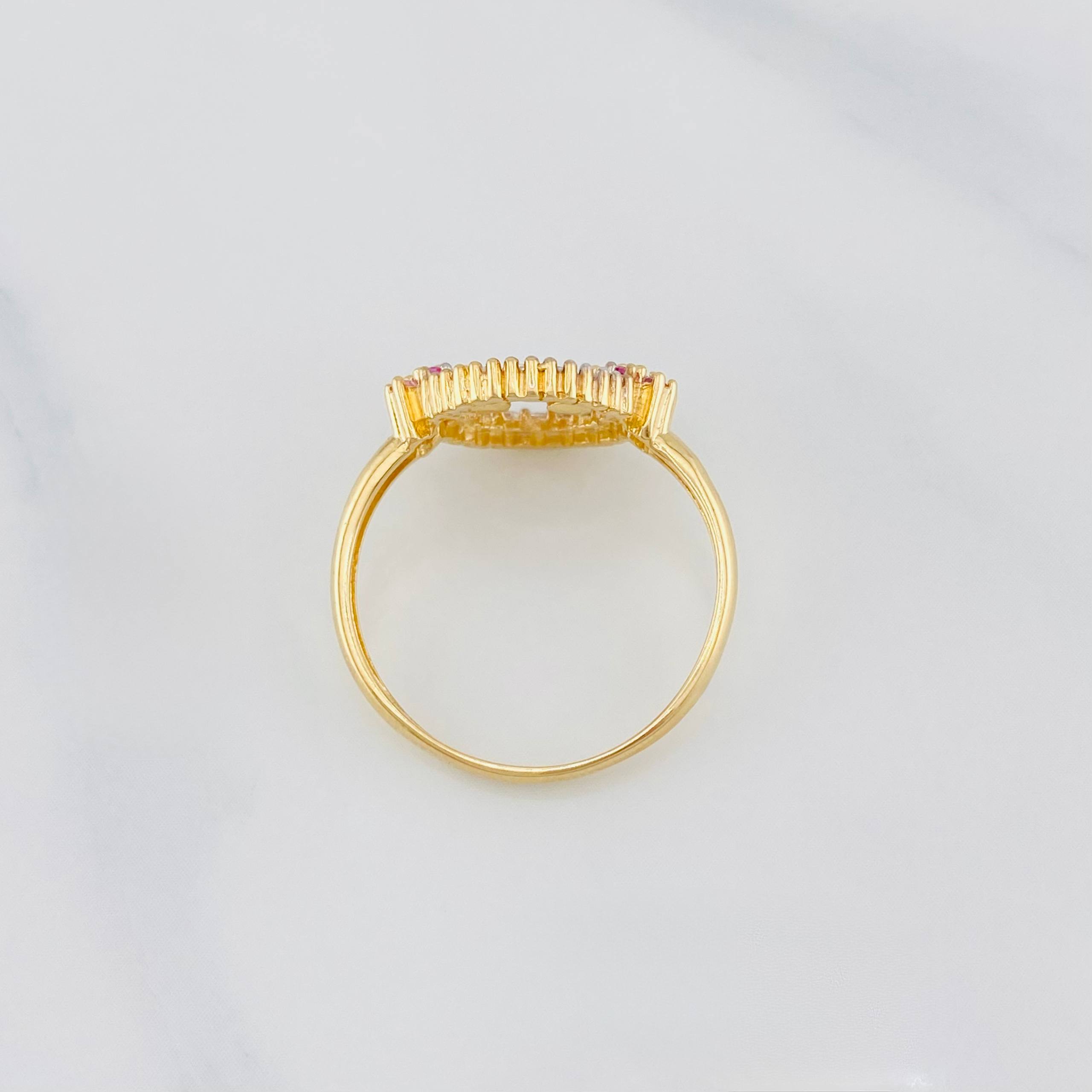 Anillo Circulo Flores 15´s 2.7g / T7 1/2 Tres Oros  18K