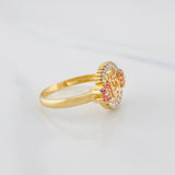 Anillo Circulo Flores 15´s 2.7g / T7 1/2 Tres Oros  18K