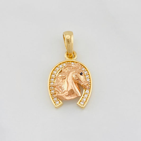 Dije Herradura Caballo 2.45g / 2.3cm Dos Oros Amarillo Rosa 18K