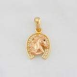 Dije Herradura Caballo 2.45g / 2.3cm Dos Oros Amarillo Rosa 18K