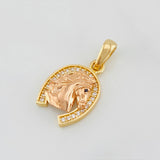Dije Herradura Caballo 2.45g / 2.3cm Dos Oros Amarillo Rosa 18K