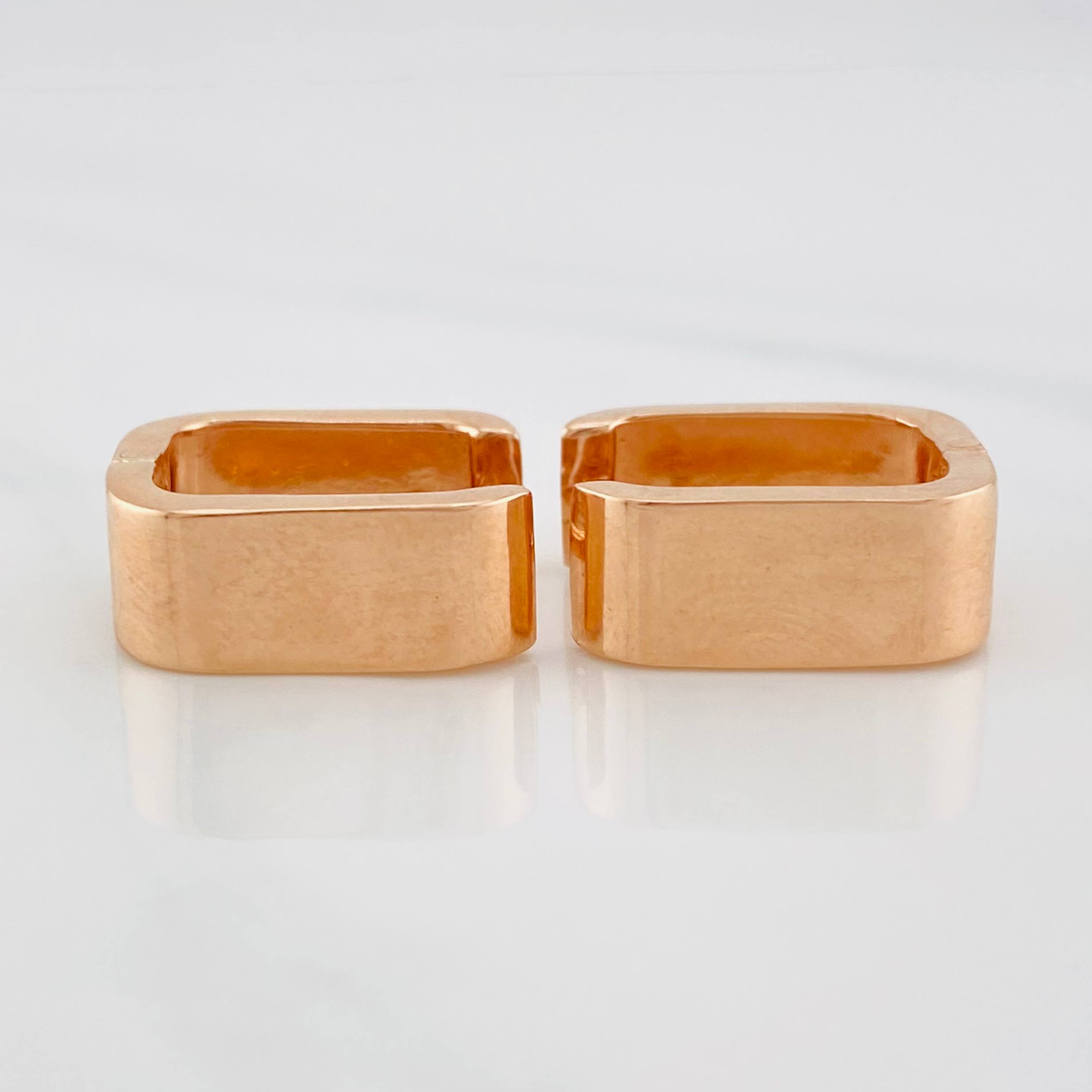 Candongas Cuadradas Lisas 6.3g / 1.5cm Oro Rosa 18K