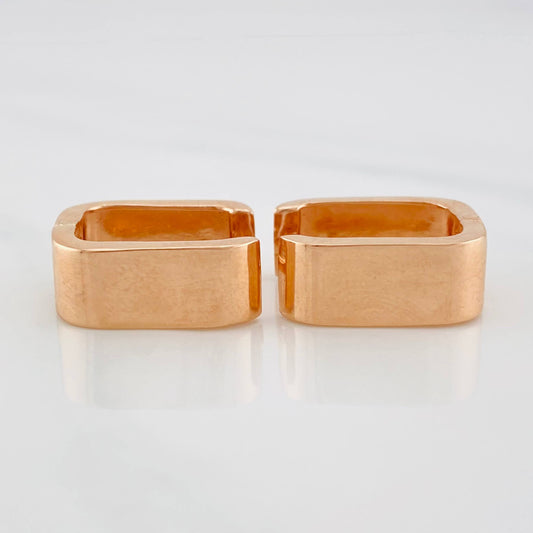 Candongas Cuadradas Lisas 6.3g / 1.5cm Oro Rosa 18K