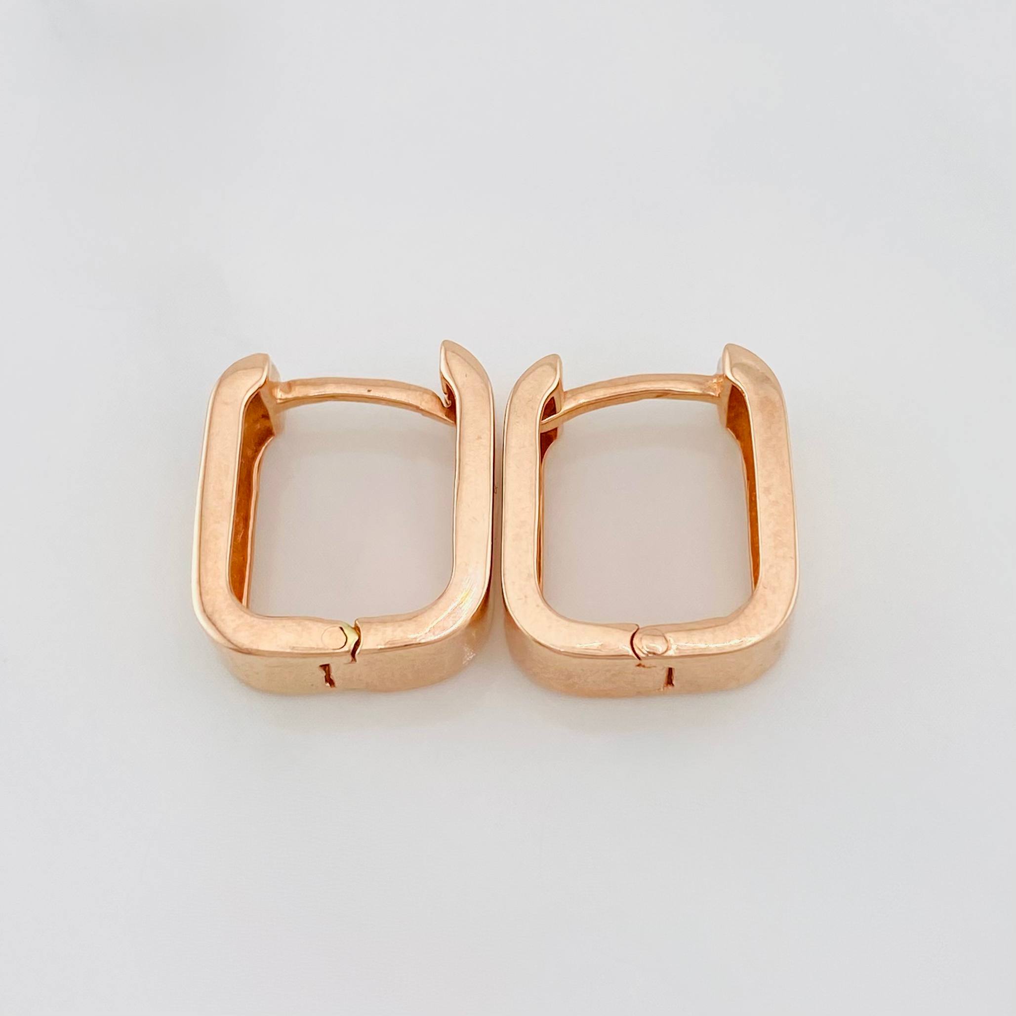 Candongas Cuadradas Lisas 6.3g / 1.5cm Oro Rosa 18K