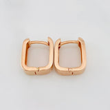 Candongas Cuadradas Lisas 6.3g / 1.5cm Oro Rosa 18K