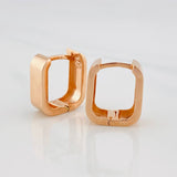 Candongas Cuadradas Lisas 6.3g / 1.5cm Oro Rosa 18K