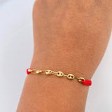 Pulsera Tejida Roja GC 0.4gr / Oro Amarillo 18K %