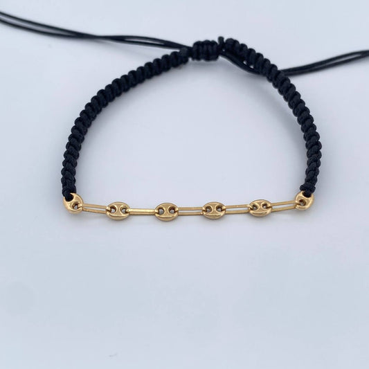Pulsera Tejida Negra GC 0.4gr / Oro Amarillo 18K %