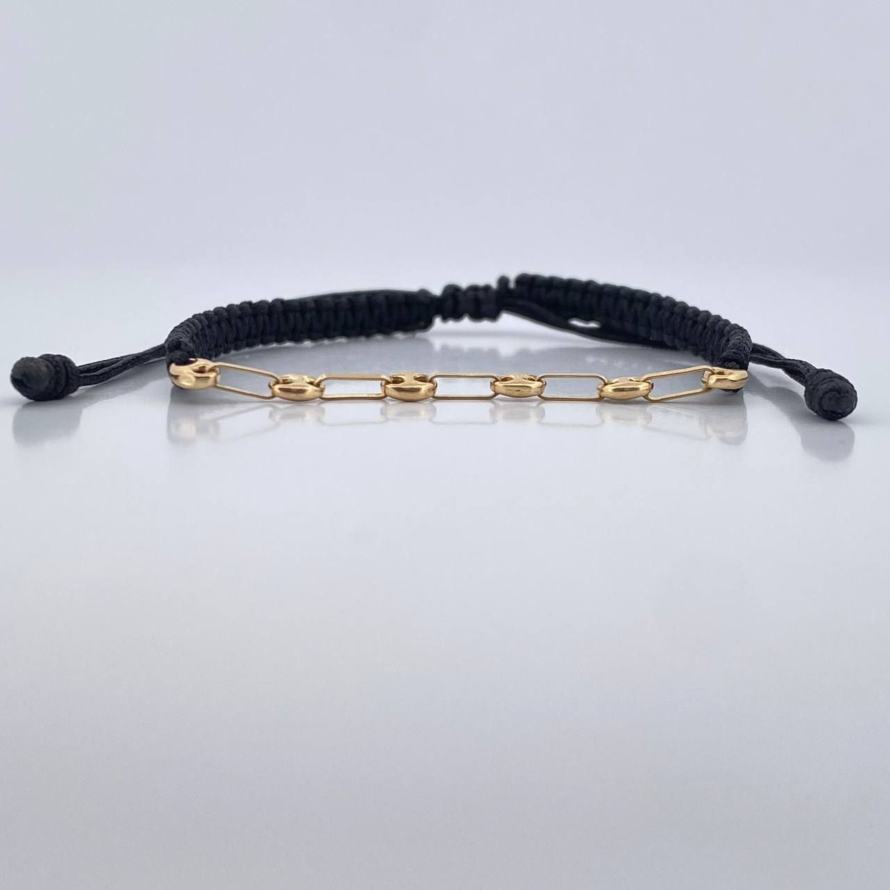 Pulsera Tejida Negra GC 0.4gr / 3.8mm Oro Amarillo 18K &