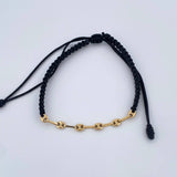 Pulsera Tejida Negra GC 0.4gr / 3.8mm Oro Amarillo 18K &