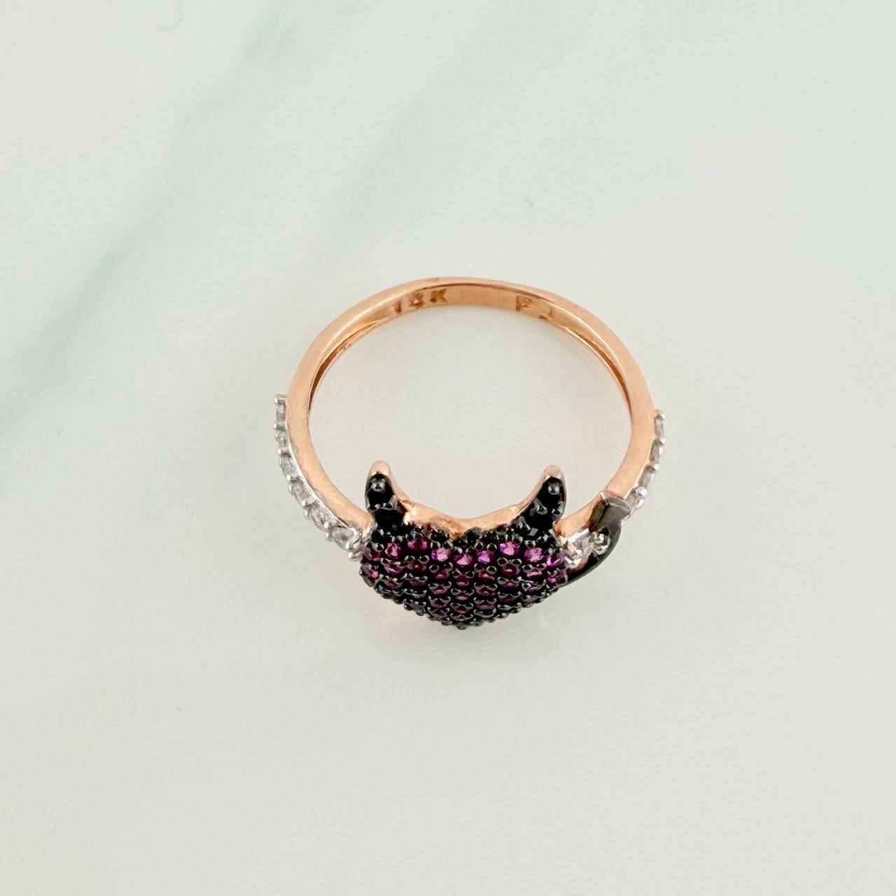 Anillo Corazon Devil 2.5gr / T6 3/4 / Tres Oros 18K &