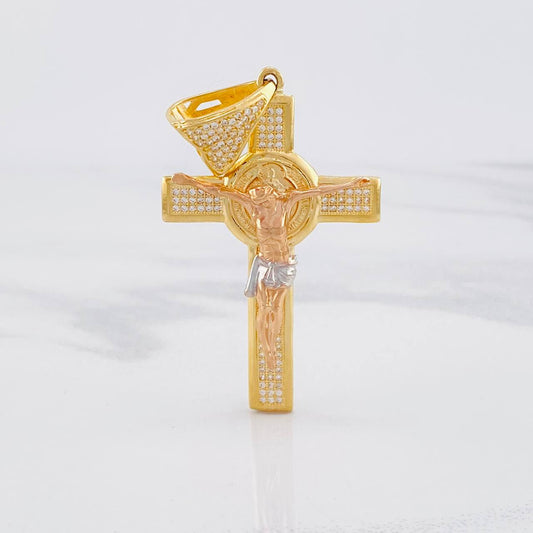 Dije Cruz Cristo San Benito 11.55g / 6.3cm Tres Oros 18K