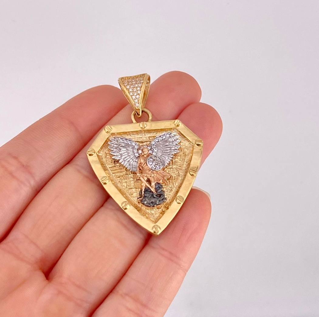 Dije Medalla San Miguel Árcangel 13.9g / 4.6cm Tres Oros 18K