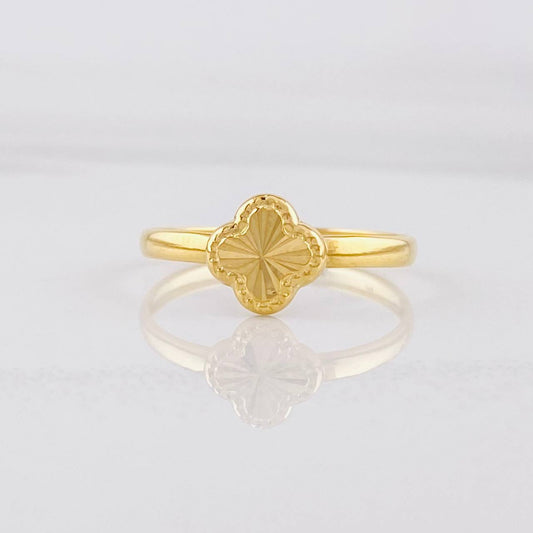Anillo Trebol Diamantado 0.75g / T5 Oro Amarillo 18K