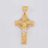 Dije Cruz Cristo 13.5g / 6.4cm Dos Oros Amarillo Blanco 18K